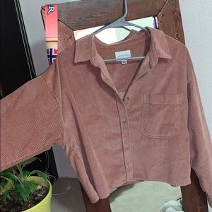 American Eagle corduroy cropped button up